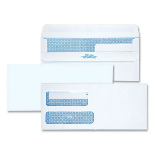 Picture of Double Window Redi-Seal Security-Tinted Envelope, #9, Commercial Flap, Redi-Seal Adhesive Closure, 3.88 x 8.88, White, 250/CT