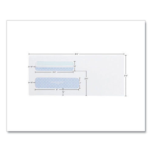 Picture of Double Window Redi-Seal Security-Tinted Envelope, #8 5/8, Commercial Flap, Redi-Seal Closure, 3.63 x 8.63, White, 500/Box