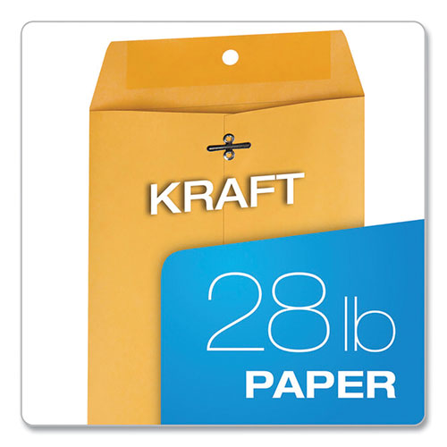 Picture of Clasp Envelope, 28 lb Bond Weight Kraft, #63, Square Flap, Clasp/Gummed Closure, 6.5 x 9.5, Brown Kraft, 100/Box