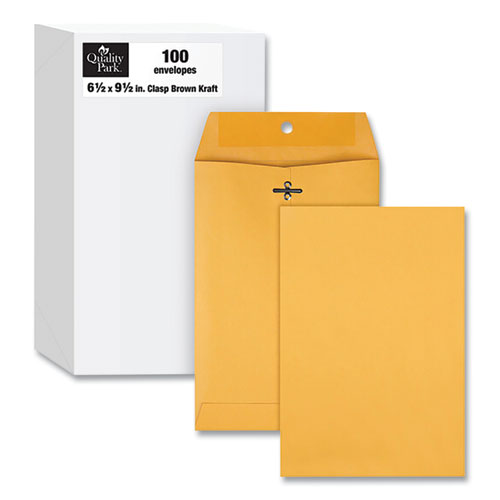 Picture of Clasp Envelope, 28 lb Bond Weight Kraft, #63, Square Flap, Clasp/Gummed Closure, 6.5 x 9.5, Brown Kraft, 100/Box