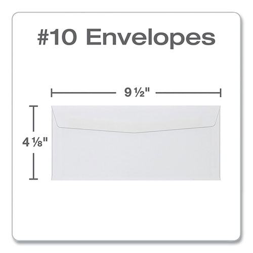 Picture of Business Envelope, #10, Commercial Flap, Side Seam, Gummed Closure, 24 lb Bond Weight Paper, 4.13 x 9.5, White, 500/Box