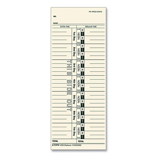 Picture of Time Clock Cards, Replacement for 10-800292, One Side, 3.5 x 9, 500/Box