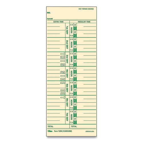 Picture of Time Clock Cards, Replacement for 10-800292, One Side, 3.5 x 9, 500/Box