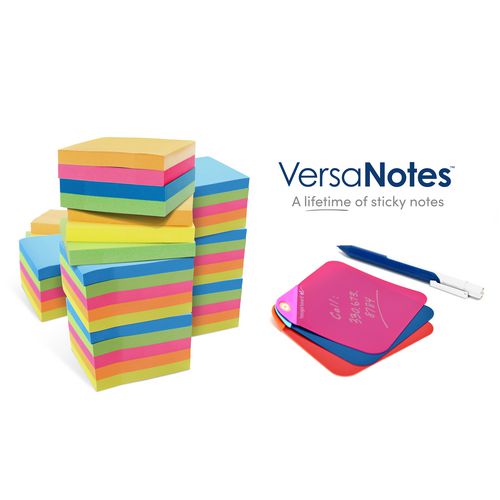 Picture of VersaNotes Starter Pack Reusable Notes, 4 x 6, Three Assorted Color Notes Plus Pen