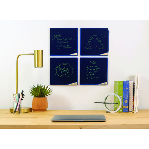 Picture of VersaTiles Memo Board, 8.25" x 8.25", Black Surface, Blue Plastic Frame