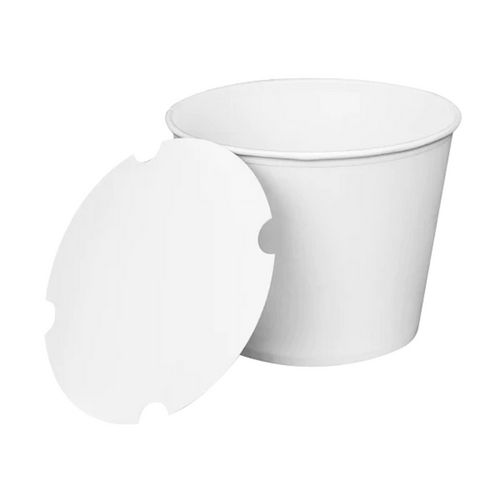 Picture of Food Bucket with Lid, 130 oz, 8.46" Dia x 6.6"h, White, Paper, 150/Carton