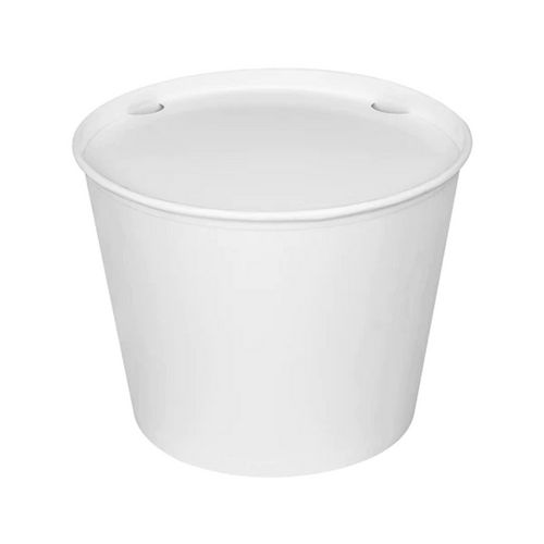 Picture of Food Bucket with Lid, 130 oz, 8.46" Dia x 6.6"h, White, Paper, 150/Carton