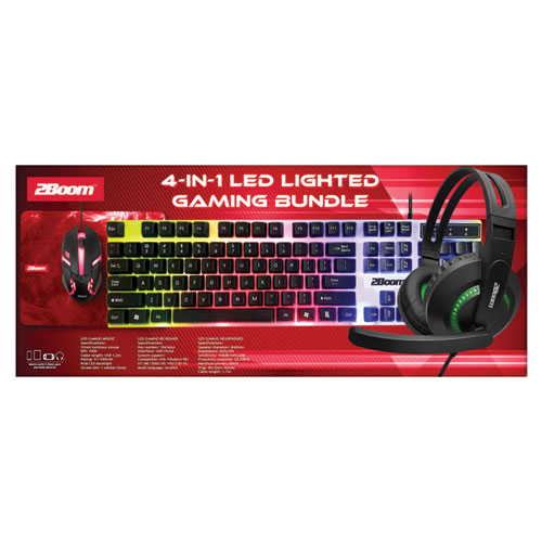 Picture of 4-in-1 LED Lighted Gaming Bundle, USB, Red