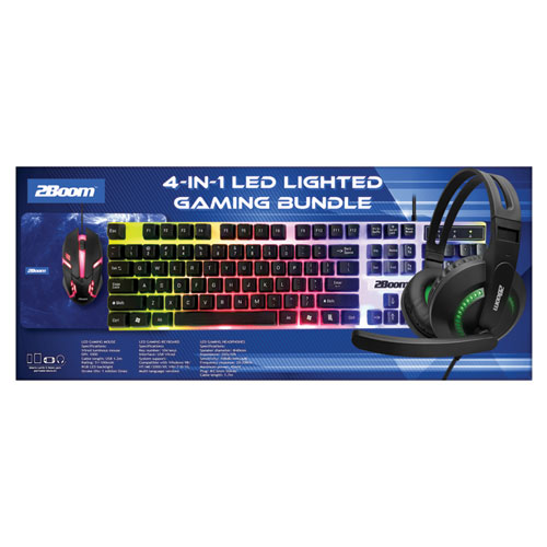 Picture of 4-in-1 LED Lighted Gaming Bundle, USB, Blue