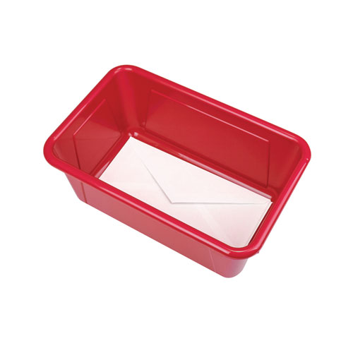 Picture of Cubby Bin with Lid, 12.28 x 7.95 x 5.23, Red, 5/Pack