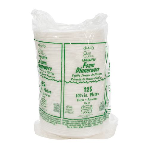 Picture of Quiet Classic Laminated Foam Dinnerware, Plate, 10" dia, White, 500/Carton