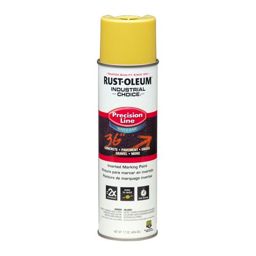 Picture of Industrial Choice Precision Line Marking Paint, Flat High-Visibility Yellow, 17 oz Aerosol Can, 12/Carton