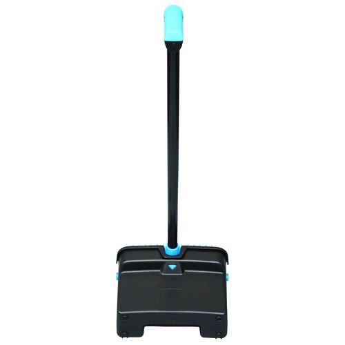 Picture of LobbyMaster Plastic Dust Pan, 12.32" Wide, 31.84" Aluminum Handle, Blue/Black, 6/Carton