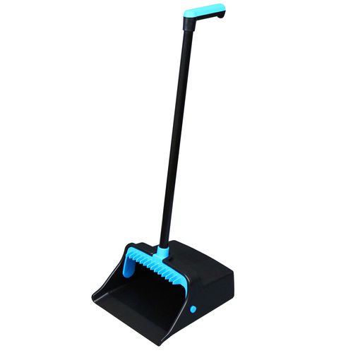 Picture of LobbyMaster Plastic Dust Pan, 12.32" Wide, 31.84" Aluminum Handle, Blue/Black, 6/Carton