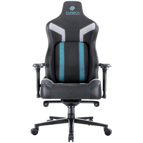 Picture of Python II Ergonomic Chair, Supports up to 300 lb, 18.88" to 22.83" Seat Height, Black Fabric Seat, Black/Blue Fabric Back
