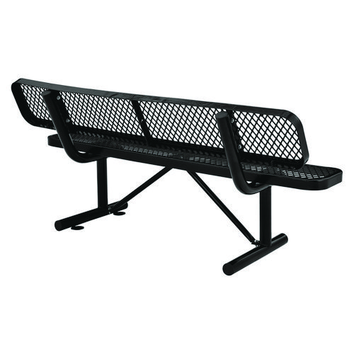 Picture of Expanded Steel Bench With Back, 72" x 24" x 33", Black Seat/Back, Black Base