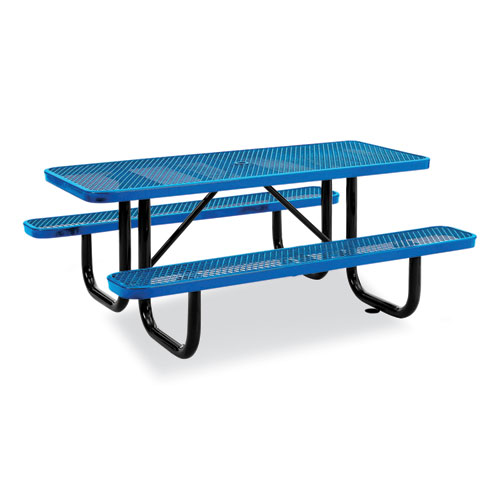 Picture of Expanded Steel Picnic Table, Rectangular, 72 x 62 x 29.5, Blue Top, Blue Base/Legs