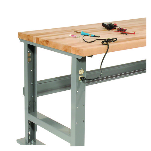 Picture of Light Duty Butcher Block Top Adjustable Height Workbench, 800 lbs, 48 x 30 x 36 to 43, Gray