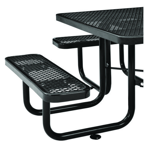 Picture of Expanded Steel Picnic Table, Square, 81 x 81 x 29.5, Black Top, Black Base/Legs