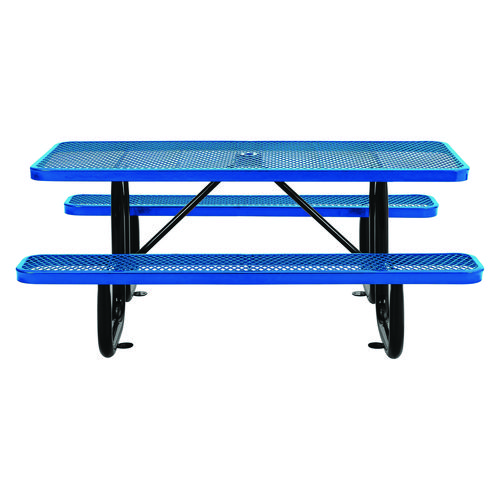 Picture of Expanded Steel Picnic Table, Rectangular, 72 x 62 x 29.5, Blue Top, Blue Base/Legs