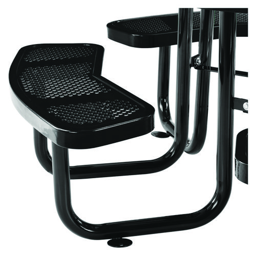 Picture of Perforated Steel Picnic Table, Round, 46" Dia x 29.5"h, Black Top, Black Base/Legs