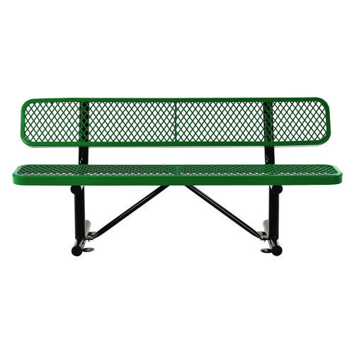 Picture of Expanded Steel Bench With Back, 72" x 24" x 33", Green Seat/Back, Black Base