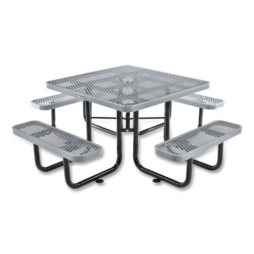 Picture of Expanded Steel Picnic Table, Square, 81 x 81 x 29.5, Gray Top, Gray Base/Legs