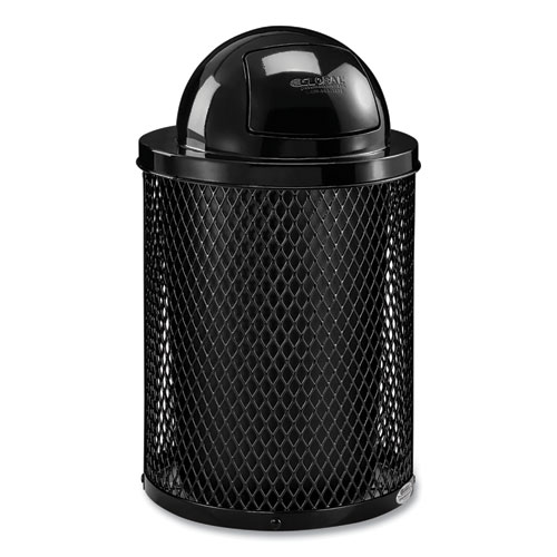 Picture of Outdoor Diamond Industrial Steel Trash Can, 36 gal, Black