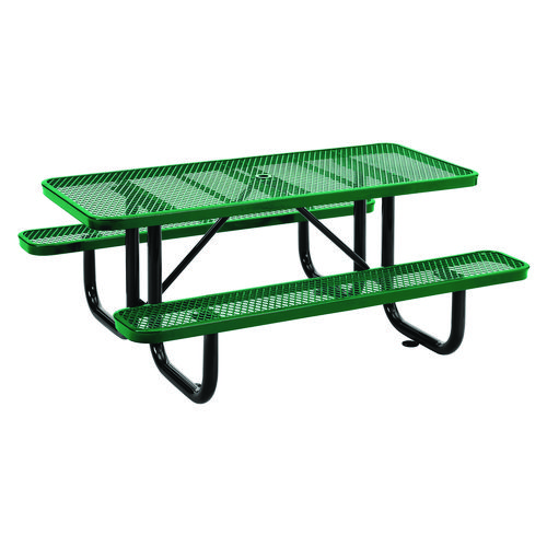 Picture of Expanded Steel Picnic Table, Rectangular, 72 x 62 x 29.5, Green Top, Green Base/Legs