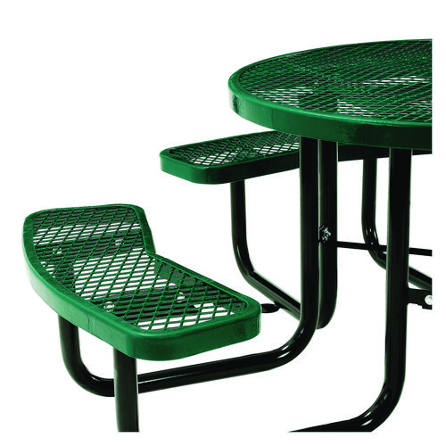 Picture of Expanded Steel Picnic Table, Round, 46" Dia x 29.5"h, Green Top, Green Base/Legs