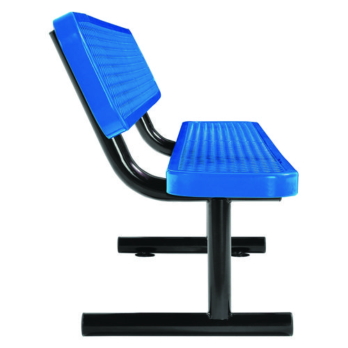 Picture of Expanded Steel Bench With Back, 72" x 24" x 33", Blue Seat/Back, Black Base