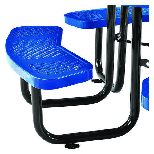 Picture of Perforated Steel Picnic Table, Round, 46" Dia x 29.5"h, Blue Top, Blue Base/Legs