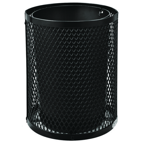Picture of Outdoor Diamond Industrial Steel Trash Can, 36 gal, Black