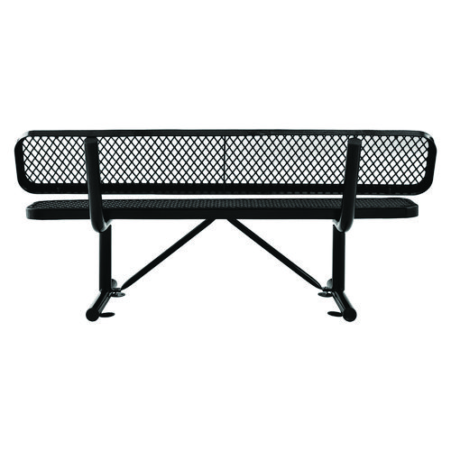 Picture of Expanded Steel Bench With Back, 72" x 24" x 33", Black Seat/Back, Black Base