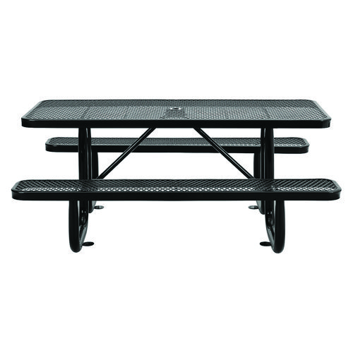 Picture of Expanded Steel Picnic Table, Rectangular, 72 x 62 x 29.5, Black Top, Black Base/Legs