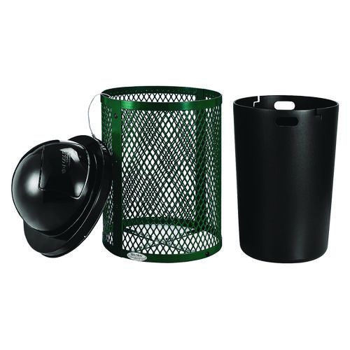 Picture of Outdoor Diamond Steel Trash Can, 36 gal, Dome Lid, Green