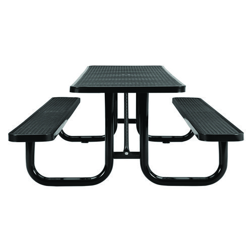 Picture of Expanded Steel Picnic Table, Rectangular, 96 x 62 x 29.5, Black Top, Black Base/Legs