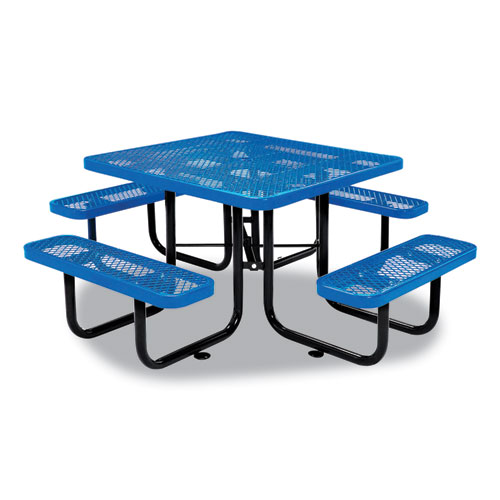 Picture of Expanded Steel Picnic Table, Square, 81 x 81 x 29.5, Blue Top, Blue Base/Legs