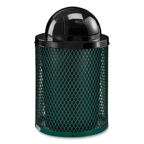 Picture of Outdoor Diamond Steel Trash Can, 36 gal, Dome Lid, Green