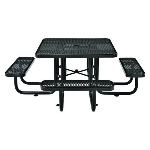 Picture of Expanded Steel Picnic Table, Square, 81 x 81 x 29.5, Black Top, Black Base/Legs