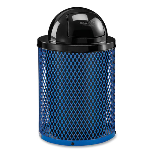 Picture of Outdoor Diamond Steel Trash Can, 36 gal, Dome Lid, Blue