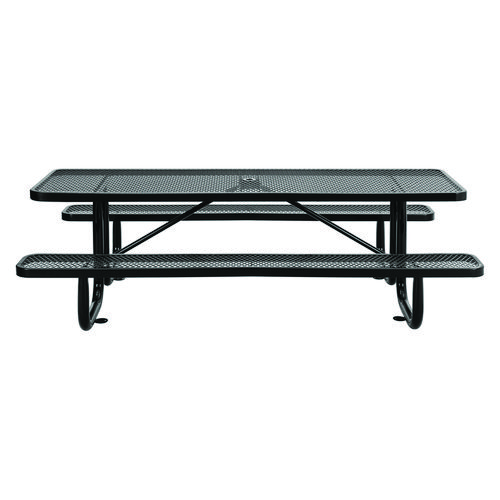 Picture of Expanded Steel Picnic Table, Rectangular, 96 x 62 x 29.5, Black Top, Black Base/Legs