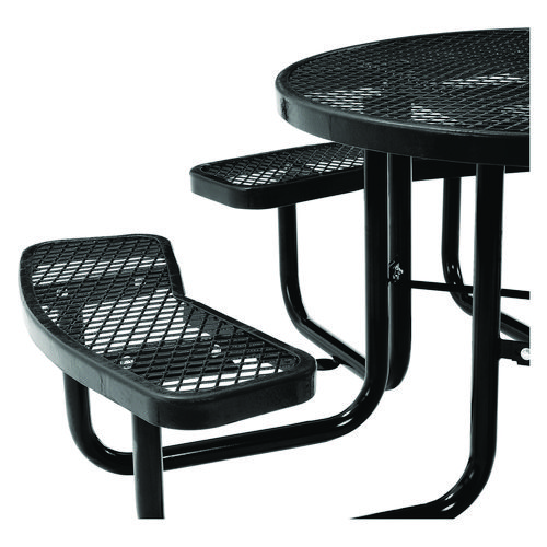 Picture of Expanded Steel Picnic Table, Round, 46" Dia x 29.5"h, Black Top, Black Base/Legs
