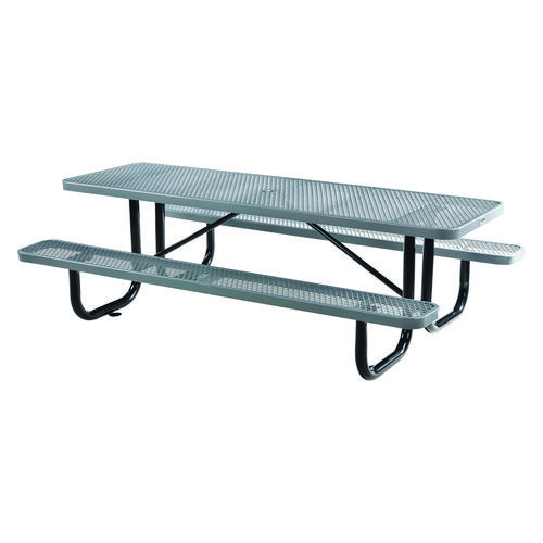 Picture of Expanded Steel Picnic Table, Rectangular, 96 x 62 x 29.5, Gray Top, Gray Base/Legs