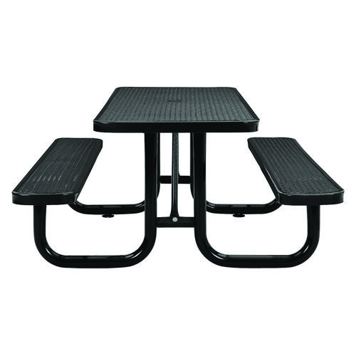 Picture of Expanded Steel Picnic Table, Rectangular, 72 x 62 x 29.5, Black Top, Black Base/Legs
