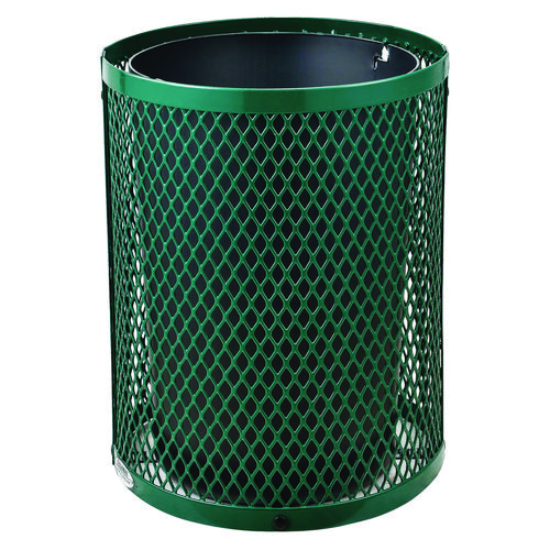 Picture of Outdoor Diamond Steel Trash Can, 36 gal, Dome Lid, Green