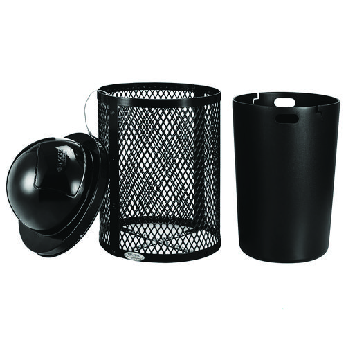 Picture of Outdoor Diamond Industrial Steel Trash Can, 36 gal, Black
