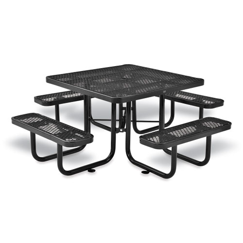 Picture of Expanded Steel Picnic Table, Square, 81 x 81 x 29.5, Black Top, Black Base/Legs