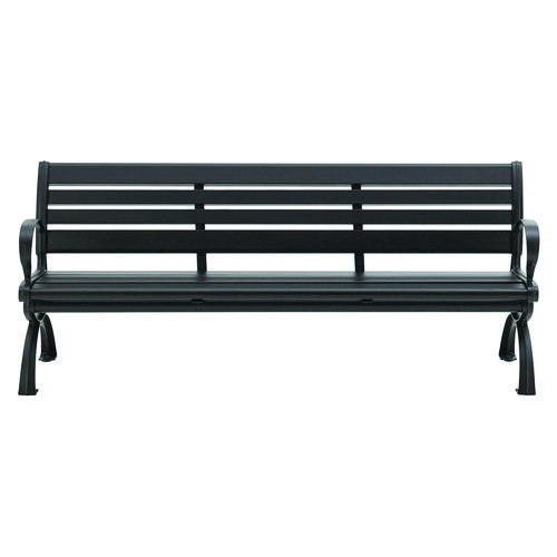 Picture of Aluminum Bench with Back, 73" x 22.75" x 30.75", Black Seat/Back, Black Base