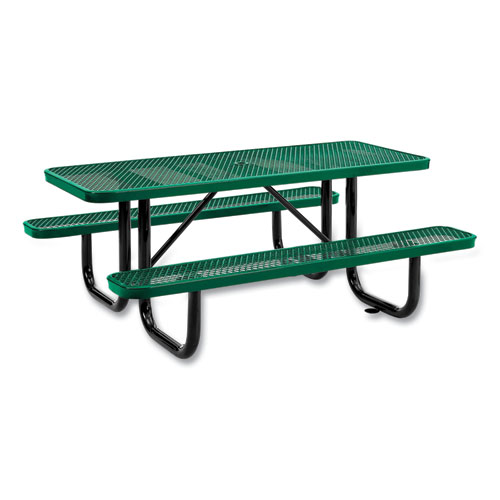 Picture of Expanded Steel Picnic Table, Rectangular, 72 x 62 x 29.5, Green Top, Green Base/Legs